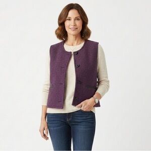 ibex Purple Wool Blend Button Vest